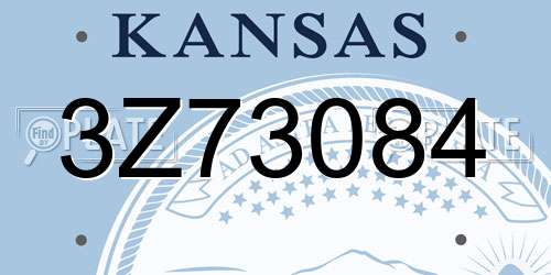 3Z73084 Kansas License Plate