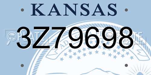 3Z79698 Kansas License Plate
