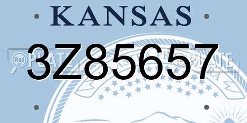 3Z85657 Kansas License Plate