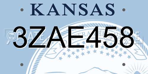 3ZAE458 Kansas License Plate