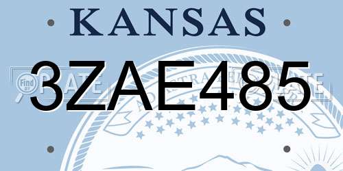 3ZAE485 Kansas License Plate