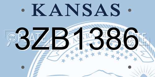 3ZB1386 Kansas License Plate