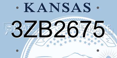 3ZB2675 Kansas License Plate