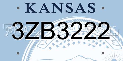 3ZB3222 Kansas License Plate