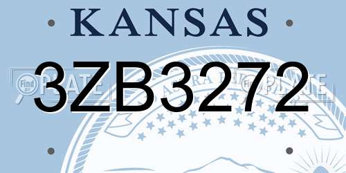3ZB3272 Kansas License Plate