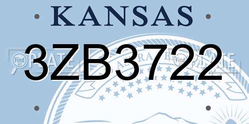 3ZB3722 Kansas License Plate