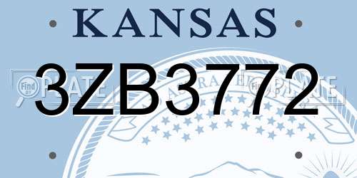 3ZB3772 Kansas License Plate