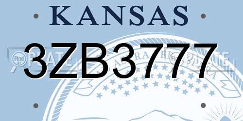 3ZB3777 Kansas License Plate