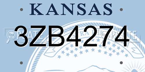 3ZB4274 Kansas License Plate