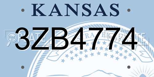 3ZB4774 Kansas License Plate