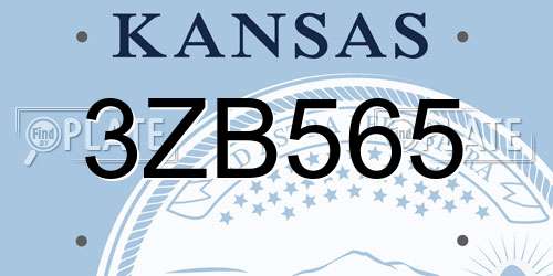 3ZB565 Kansas License Plate