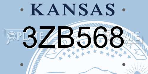 3ZB568 Kansas License Plate