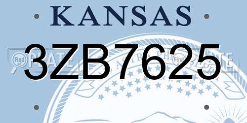 3ZB7625 Kansas License Plate