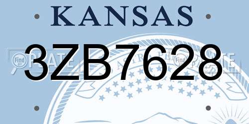 3ZB7628 Kansas License Plate