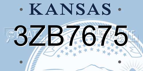 3ZB7675 Kansas License Plate