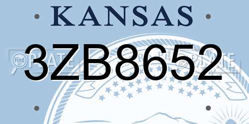 3ZB8652 Kansas License Plate