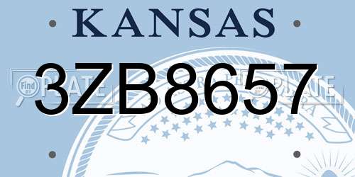 3ZB8657 Kansas License Plate