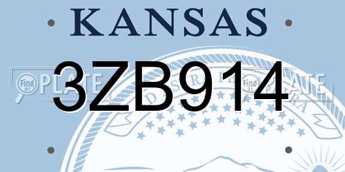 3ZB914 Kansas License Plate