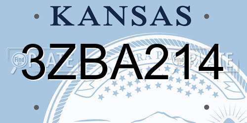 3ZBA214 Kansas License Plate