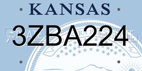 3ZBA224 Kansas License Plate