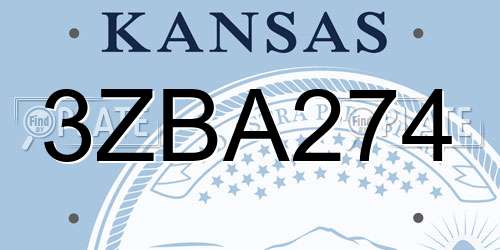 3ZBA274 Kansas License Plate