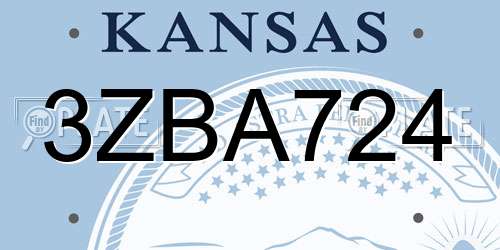 3ZBA724 Kansas License Plate
