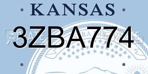 3ZBA774 Kansas License Plate