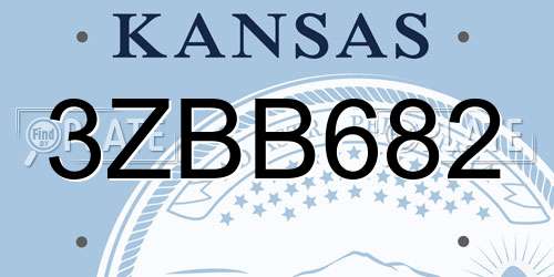 3ZBB682 Kansas License Plate