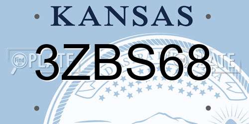 3ZBS68 Kansas License Plate