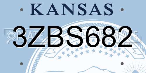 3ZBS682 Kansas License Plate