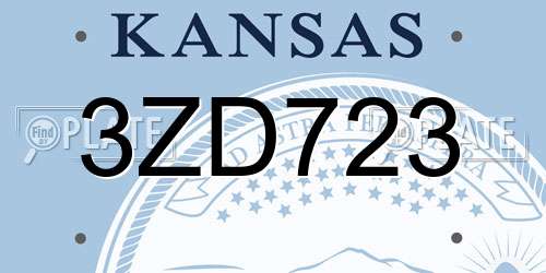 3ZD723 Kansas License Plate