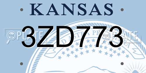 3ZD773 Kansas License Plate