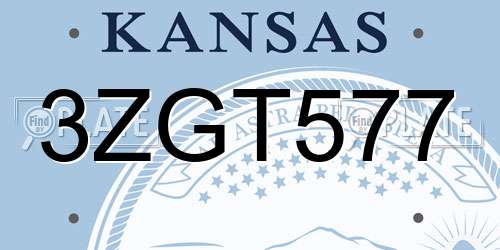 3ZGT577 Kansas License Plate