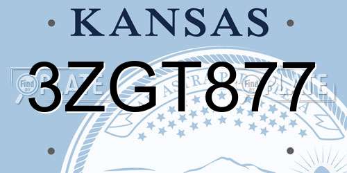 3ZGT877 Kansas License Plate