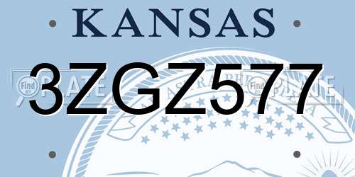 3ZGZ577 Kansas License Plate