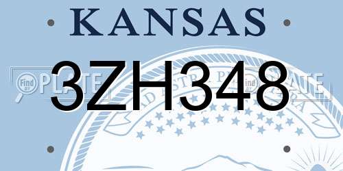 3ZH348 Kansas License Plate