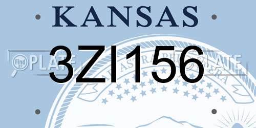 3ZI156 Kansas License Plate