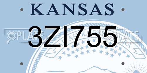 3ZI755 Kansas License Plate