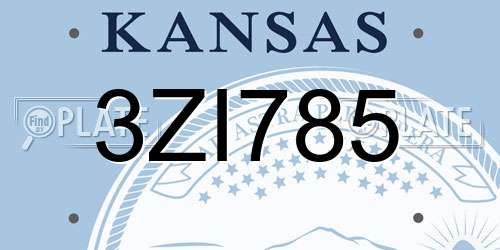 3ZI785 Kansas License Plate