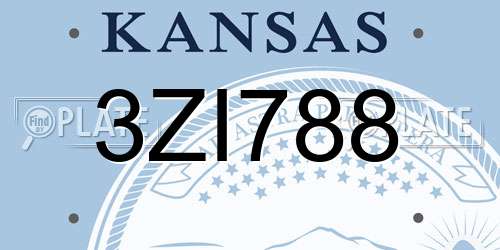 3ZI788 Kansas License Plate