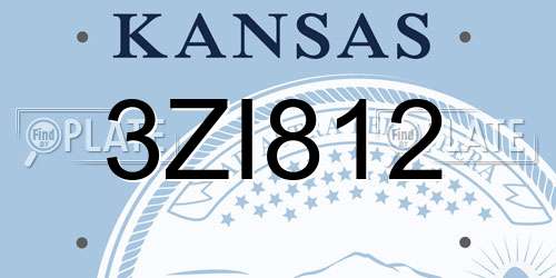 3ZI812 Kansas License Plate