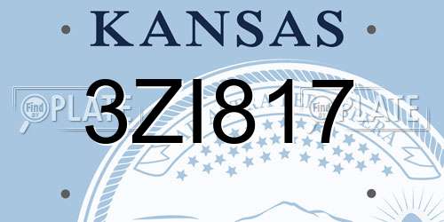 3ZI817 Kansas License Plate