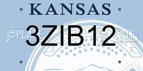 3ZIB12 Kansas License Plate