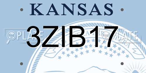 3ZIB17 Kansas License Plate