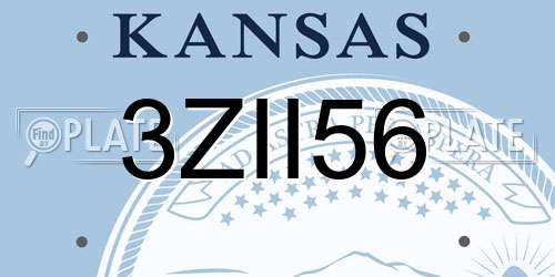 3ZII56 Kansas License Plate