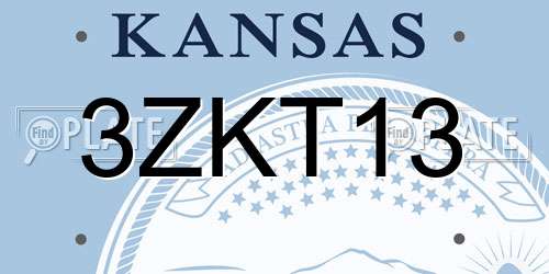 3ZKT13 Kansas License Plate