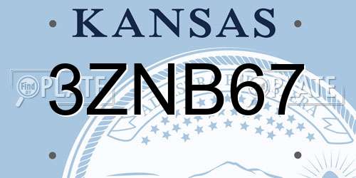3ZNB67 Kansas License Plate