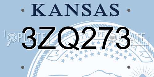 3ZQ273 Kansas License Plate