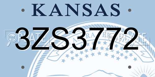 3ZS3772 Kansas License Plate