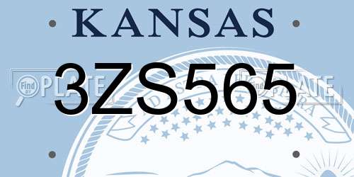 3ZS565 Kansas License Plate
